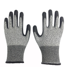 13G HPPE Anti Cut Goldsilk PU Coated Gloves For Industrial Work